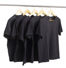 Kit 5 Camisetas Algodão Preta Premium