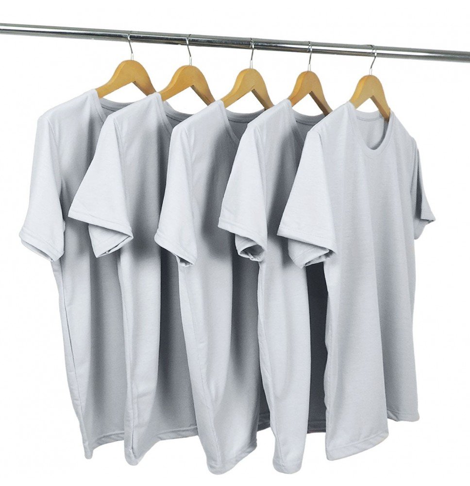 Kit 5 Camisetas Algodão Cinza Prata Premium